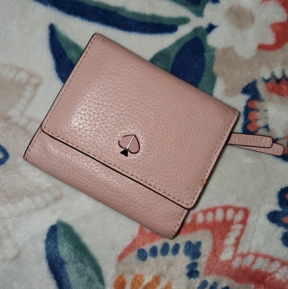 Kate Spade Pink Genuine Cow Leather Tri-Fold Snap Wallet